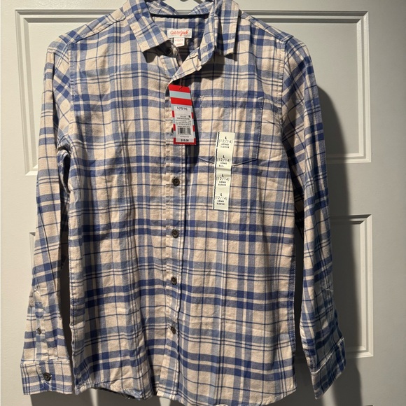 Cat & Jack Blue and Cream Plaid Button-Down Shirt - Picture 1 of 4